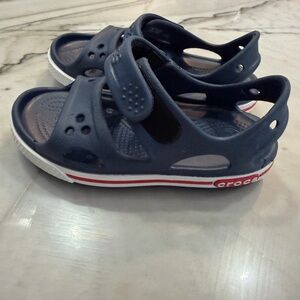 CROCS Kids Blue Sandals with Red Stripe